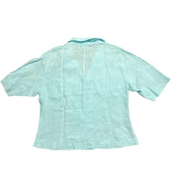 CHICO'S 100% Linen Button Front Shirt Light Blue Size 2 - Picture 2 of 5